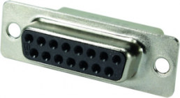 D-Sub socket, 15 pole, standard, unequipped, straight, crimp connection, 09670154701