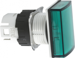 Signal light, waistband rectangular, green, front ring black, mounting Ø 16 mm, ZB6DV3