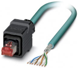 Network cable, RJ45 plug, straight to open end, Cat 5, SF/UTP, PUR, 5 m, blue