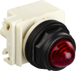 Signal light, illuminable, waistband round, red, front ring black, mounting Ø 30 mm, 9001SKP35LRR9