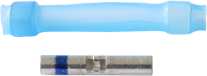 Butt connector with heat shrink insulation, 0.53-1.34 mm², AWG 20 to 16, transparent blue, 27.94 mm