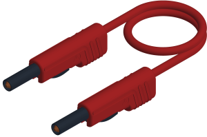 Measuring lead with (4 mm plug, spring-loaded, straight) to (4 mm plug, spring-loaded, straight), 250 mm, red, PVC, 1.0 mm², CAT O