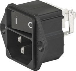 Plug C14, 3 pole, screw mounting, plug-in connection, black, 4302.0001