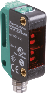 Diffuse mode sensor, 5 mm, NPN, 10-30 VDC, M8-connector, IP69K, OBT350--R100-2EP-IO-V31