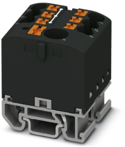 Distribution block, push-in connection, 0.14-4.0 mm², 7 pole, 24 A, 8 kV, black, 3274180