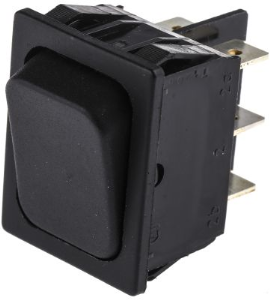 Rocker switch, black, 2 pole, On-On, Changeover switch, 10 (4) A/250 VAC, 6 (4) A/250 VAC, IP40, unlit, unprinted