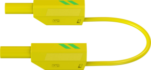 Measuring lead with (4 mm plug, spring-loaded, straight) to (4 mm plug, spring-loaded, straight), 500 mm, green/yellow, PVC, 0.75 mm², CAT III