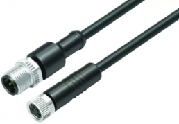 Sensor actuator cable, Cable plug, straight to cable socket, straight, 4 pole, 2 m, PUR, black, 4 A, 77 3429 3406 50004-0200