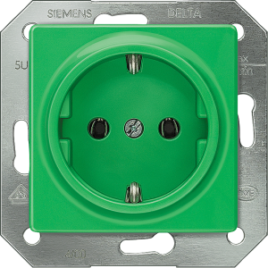 German schuko-style socket, green, 16 A/250 V, Germany, IP20, 5UB1512