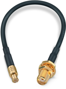 Coaxial cable, SMA jack (straight) to MCX plug (straight), 50 Ω, RG-174/U, grommet black, 152.4 mm, 65503206515303