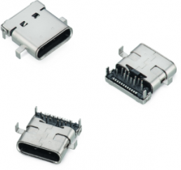 WR-COM USB 3.1 Type C Mid-Mount THR/SMT 1.6 mm, 632723130112