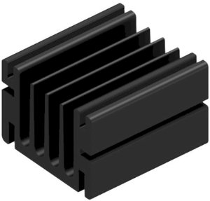 Extruded heatsink, 50 x 46 x 33 mm, 5.8 to 3.8 K/W, black anodized