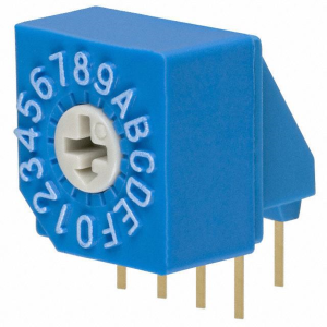 Encoding rotary switches, 16 pole, hexadecimal, angled, 100 mA/5 VDC, S-1031A (P)