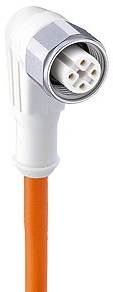 Sensor actuator cable, M12-cable socket, angled to open end, 4 pole, 15 m, TPE, orange, 4 A, 934734010
