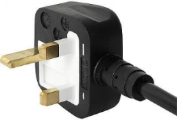 Device connection line, UK, plug type G, angled on C13 jack, straight, H05VV-F3G1.0mm², black, 4 m