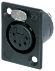 XLR panel socket, 5 pole, gold-plated, 1.0 mm², AWG 18, metal, NC5FP-B-1