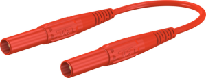 Measuring lead with (4 mm plug, spring-loaded, straight) to (4 mm plug, spring-loaded, straight), 500 mm, red, PVC, 1.0 mm², CAT III