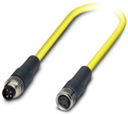 Sensor actuator cable, M8-cable plug, straight to M8-cable socket, straight, 4 pole, 1.5 m, PVC, yellow, 4 A, 1406193