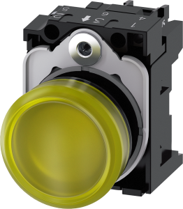Indicator light, 22 mm, round, plastic, yellow, lens, smooth, 110 V AC
