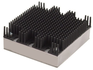 DC/DC converter heatsink, 61 x 57.9 x 24.2 mm, 2 K/W, black anodized