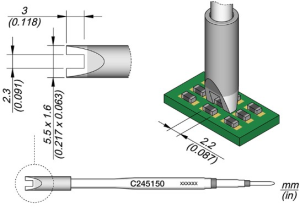 Desoldering tip, (W) 2.2 mm, JBC-C245150
