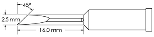 Soldering tip, Knife shape, (L x W) 16 x 2.5 mm, GT4-KN0025S