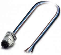 Sensor actuator cable, M12-flange plug, straight to open end, 4 pole, 0.5 m, 4 A, 1551875