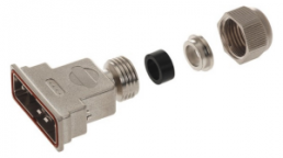 D-Sub connector housing, size: 3 (DB), straight 180°, cable Ø 8 to 10.5 mm, thermoplastic, shielded, silver, 09670250538