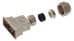 D-Sub connector housing, size: 2 (DA), straight 180°, cable Ø 6 to 8 mm, thermoplastic, shielded, silver, 09670150539