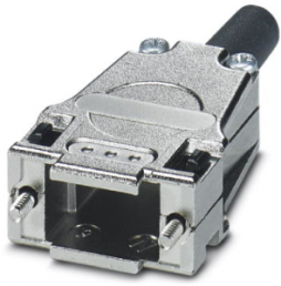 D-Sub connector housing, size: 1 (DE), straight 180°, cable Ø 3 to 9.5 mm, zinc die casting, silver, 1419722