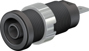 4 mm socket, flat plug connection, mounting Ø 12.2 mm, CAT IV, black, 66.9854-21