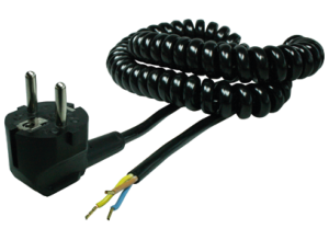 Connection cable, Europe, Plug Type E + F, angled on open end, H03VVH2-F2x0.75mm², black, 500 mm