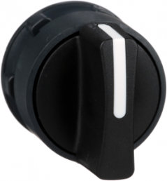 Selector switch, unlit, latching, waistband round, black, front ring black, 2 x 90°, mounting Ø 22 mm, ZB5AD2