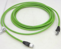 Sensor actuator cable, RJ45-cable plug, straight to RJ45-cable plug, straight, 4 pole, 0.5 m, PUR, green, 1.5 A, 12091