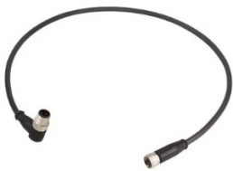 Sensor actuator cable, M8-cable plug, angled to M8-cable socket, straight, 3 pole, 10 m, PUR, black, 21348281388100