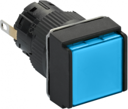 Signal light, waistband square, blue, front ring black, mounting Ø 16 mm, XB6ECV6BP