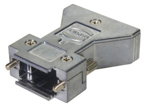 D-Sub connector housing, size: 1 (DE), straight 180°, zinc die casting, silver, 61030010110