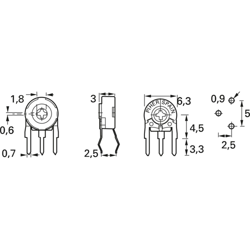 PT 6 K H 501 A Piher Trimmer Potentiometers Image 2