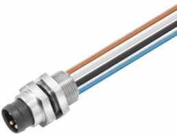 Sensor actuator cable, M8-flange plug, straight to open end, 4 pole, 0.5 m, PUR, 4 A, 1861290000