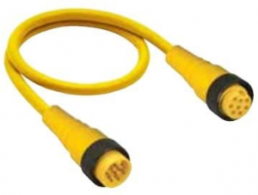 Sensor actuator cable, M12-cable plug, straight to M12-cable socket, straight, 7 pole, 9 m, PVC, yellow, 8 A, 16170