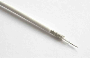 Coax RF cable, 75 Ω (75R), white, Staku stranded wire, silver-plated