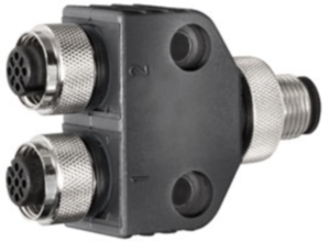 Adapter, 2 x M12 (5 pole, socket) to M12 (5 pole, plug), Y-shape, 1881710000