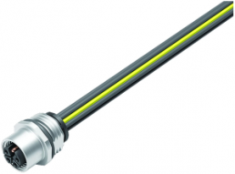 Sensor actuator cable, M12-flange socket, straight to open end, 4 pole + PE, 0.2 m, CuZn, 12 A, 09 0702 700 05
