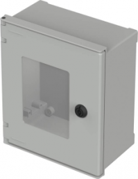 Wall enclosure with viewing pane, (H x W x D) 300 x 250 x 140 mm, IP65, polyester, light gray, 42232100