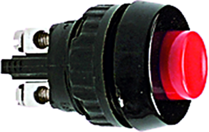 Pushbutton, 1 pole, red, unlit , 0.7 A/250 V, mounting Ø 15.2 mm, IP40/IP65, 1.10.001.001/0301