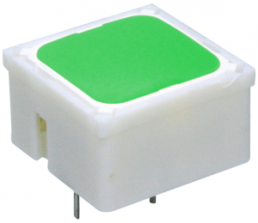 Short-stroke pushbutton, 1 Form A (N/O), 100 mA/35 V AC/DC, illuminated, actuator (green, L 0.7 mm), 2.9 N, THT