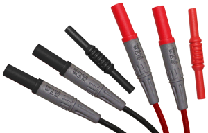 Measuring lead with (2 x 4 mm plug, straight) to (2 x 4 mm plug, straight), 1 m, black/red, CAT III