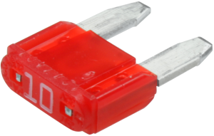 Automotive flat fuse, 10 A, 32 V, red, (L x W x H) 10.9 x 3.8 x 8.8 mm, 0297010.WXNV