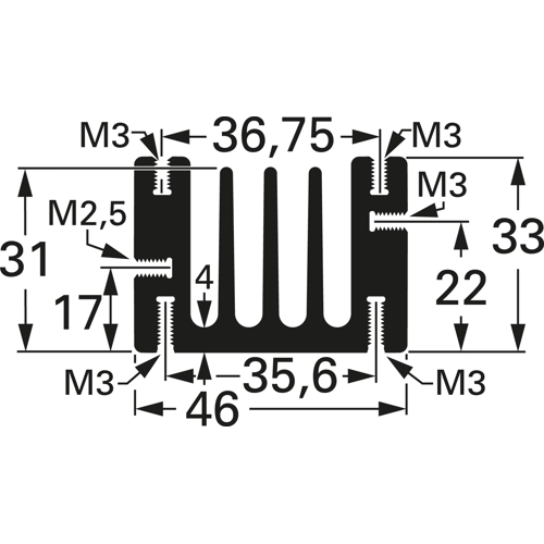SK 68 1000 SA Fischer Elektronik Heat Sinks Image 2