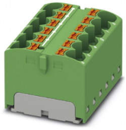 Distribution block, push-in connection, 0.2-6.0 mm², 12 pole, 32 A, 6 kV, green, 3273820